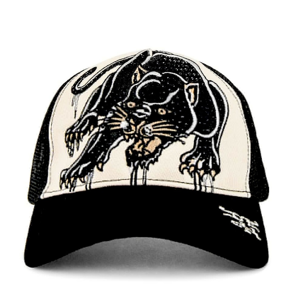 Ed Hardy Panther Hat in Black & White